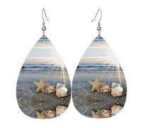 Orecchini in pelle con conchiglie sulla spiaggia per le donne orecchini in pelle forata a goccia set di gioielli di compleanno regali di Natale per le donne