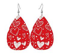 Orecchini in pelle con cuore d'amore di San Valentino per donne e ragazze Orecchini pendenti estetici carini a goccia
