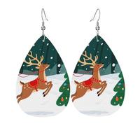 Orecchini in pelle con drago in piedi sul bordo della scogliera, orecchini a goccia, leggeri, orecchini a cerchio pendenti, idea regalo, One Size, Pelle sintetica, Non pietra preziosa