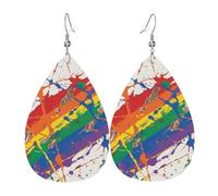 Orecchini in pelle con drago in piedi sul bordo della scogliera, orecchini a goccia, leggeri, orecchini a cerchio pendenti, idea regalo, One Size, Pelle sintetica, Non pietra preziosa