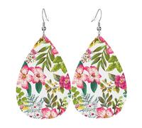 Orecchini in pelle con fiori di ibisco per le donne a goccia forato orecchini in pelle set di gioielli di compleanno regali di Natale per le donne