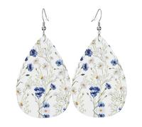 Orecchini in pelle con fiori selvatici e fiordalisi margherite per donne pendenti, orecchini a goccia piercing gioielli leggeri regali per donne ragazze