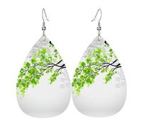 Orecchini in pelle con foglia verde e bianca per le donne orecchini in pelle trafitto a goccia set di gioielli di compleanno regali di Natale per le donne