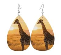 Orecchini in pelle con giraffa al sole, orecchini a goccia, leggeri, orecchini a cerchio pendenti, gioielli regalo, One Size, Pelle sintetica, Non pietra preziosa