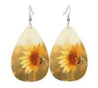 Orecchini in pelle con girasoli sotto il sole della sera, orecchini in stile europeo e americano per giovani donne, regali di compleanno/regali di San Valentino