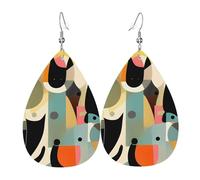 Orecchini in pelle con gufo su un ramo da donna, orecchini a goccia, leggeri, orecchini a cerchio pendenti, gioielli regalo, One Size, Pelle sintetica, Non pietra preziosa