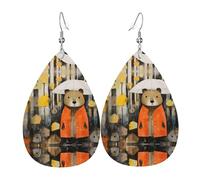 Orecchini in pelle con illustrazione della marmotta, orecchini in stile europeo e americano, per giovani donne, regali di compleanno/regali di San Valentino