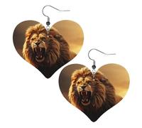 Orecchini in pelle con leone arrabbiato ruggente per donne orecchini pendenti a forma di cuore leggeri orecchini pendenti gioielli regalo, Misura unica, Pelle, Nessuna pietra preziosa