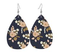 Orecchini in pelle con motivo floreale rosa disegnato a forma di fiore per le donne pendenti a goccia stampati accessori di moda da indossare tutti i giorni, Misura unica, Pelle