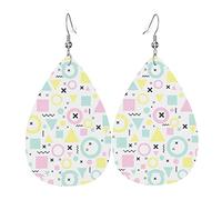 Orecchini in pelle con motivo geometrico senza cuciture anni '80 e '90 per le donne Ciondolano l'orecchino con pendente a goccia con ganci Regali per accessori per ragazze delle donne adolescenti per