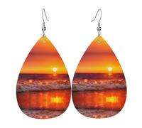 Orecchini in pelle con onde del mare tramonto per le donne orecchini in pelle trafitto a goccia set di gioielli di compleanno regali di Natale per le donne