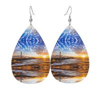 Orecchini in pelle con onde oceaniche al tramonto per le donne orecchini in pelle trafitto a goccia set di gioielli di compleanno regali di Natale per