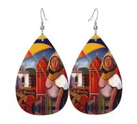 Orecchini in pelle con paesaggio cittadino, orecchini in stile europeo e americano per giovani donne, regali di compleanno/regali di San Valentino