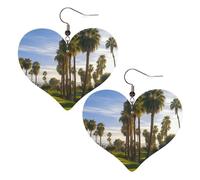 Orecchini in pelle con palma da golf per donne, orecchini a forma di cuore, leggeri, orecchini pendenti gioielli regali