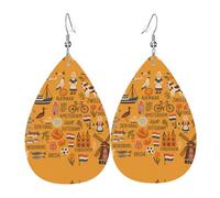 Orecchini in pelle con simbolo della cultura olandese Des Teardrop con ciondolo con gancio alla moda vintage per feste e uso quotidiano, Misura unica, Pelle