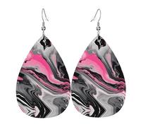 Orecchini in pelle con stampa astratta a libellula rossa - Orecchini pendenti a goccia, gioielli leggeri a goccia, pendenti per feste in costume, Misura unica, Pelle