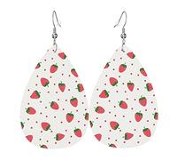 Orecchini in pelle con stampa fragola Kawaii per donne e ragazze Orecchini in pelle a goccia Orecchini pendenti semplici