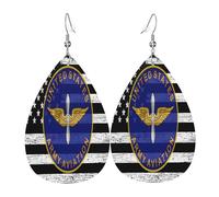 Orecchini in pelle con stemma e insegne della filiale aero dell'esercito degli Stati Uniti, decorazione per abbigliamento, adatti per feste, festività e vita quotidiana.