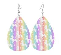 Orecchini in pelle con unicorni su strisce colorate per donne pendenti, orecchini a goccia piercing gioielli leggeri regali per donne ragazze