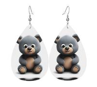 Orecchini In Pelle Cute Little Grizzly Bear Prints Orecchino In Ecopelle Confortevoli Classico Orecchini A Goccia, Per Le Donne, Party, Ouple