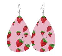 Orecchini In Pelle Cute Strawberry Ecopelle Orecchino Decorazioni Per Feste Moda Orecchini A Goccia, Per Ouple, Valentine'S Day, Party