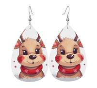 Orecchini In Pelle Cute Xmas Reindeer Ecopelle Orecchino Confortevoli Classico Goccia D'Acqua Orecchini, Per Le Donne, Ouple, Valentine'S Day