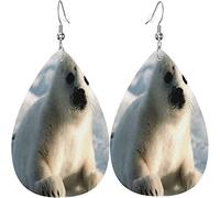 Orecchini in pelle da donna Cucciolo di foca arpa Orecchini pendenti pendenti per ragazze