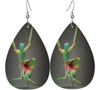 Orecchini in pelle da donna Orecchini pendenti con mantide religiosa verde per ragazze
