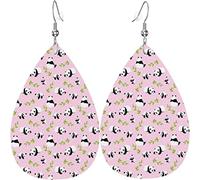 Orecchini in pelle da donna Rosa Verde Bambù Panda Orecchini pendenti pendenti per ragazze