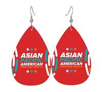 Orecchini in pelle del mese del patrimonio asiatico-americano e delle isole del Pacifico per donne e ragazze Orecchini in pelle a goccia Orecchini pendenti semplici