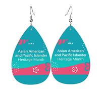Orecchini in pelle del mese del patrimonio asiatico-americano e delle isole del Pacifico per donne e ragazze Orecchini in pelle a goccia Orecchini pendenti semplici