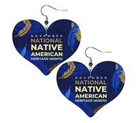 Orecchini in pelle del mese del patrimonio dei nativi americani per le donne Orecchini pendenti con ciondolo a forma di cuore con gancio Regali per ragazza adulta