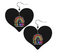 Orecchini in pelle del mese del patrimonio ispanico nazionale per le donne Orecchini pendenti con ciondolo a forma di cuore con gancio Regali per ragazza adulta