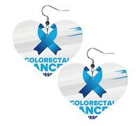 Orecchini in pelle del mese della consapevolezza del cancro del colon-retto per le donne Ciondolano l'orecchino a goccia Ciondolo a cuore con gancio Regali per ragazza adulta