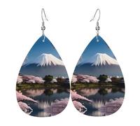 Orecchini in pelle del Monte Fuji all'inizio della primavera, orecchini in stile europeo e americano per giovani donne, regali di compleanno/regali di San Valentino