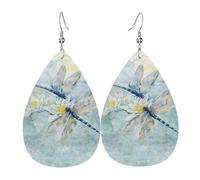 Orecchini in pelle di loto libellula per donne orecchini a goccia in pelle forata set di gioielli di compleanno regali di Natale per le donne