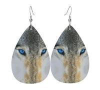 Orecchini in pelle di lupo con occhi blu, da donna, pendenti, orecchini a goccia, leggeri, gioielli regalo per donne e ragazze