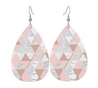 Orecchini in pelle di marmo rosa e oro per le donne orecchini in pelle trafitto a goccia set di gioielli di compleanno regali di Natale per le donne