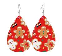 Orecchini in pelle di pan di zenzero di Natale per le donne orecchini a goccia leggeri pendenti orecchini a cerchio gioielli regali, One Size, Pelle sintetica, Non pietra preziosa