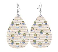 Orecchini in pelle di riccio di cactus per donne e ragazze Orecchini in pelle a goccia Orecchini pendenti semplici