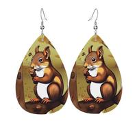 Orecchini in pelle di scoiattolo che mangia noci, accessori da donna, adatti per l'uso quotidiano, pendolari e viaggi.