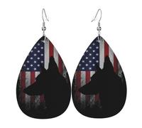Orecchini In Pelle Distressed America Flag Cute Dog Orecchino In Ecopelle Moda Confortevoli Goccia D'Acqua Orecchini, Per Ouple, Birthday, Valentine'S Day