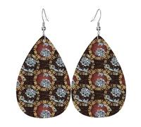 Orecchini In Pelle Elegant Abstract Luxury Flowers Ecopelle Orecchino Decorazioni Per Feste Orecchini A Goccia Lunghi, Per Le Donne, Carnevale, Party