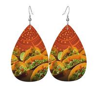 Orecchini In Pelle Food Pattern Funny Ecopelle Orecchino Moda Classico Orecchini In Pelle A Goccia, Per Carnevale, Birthday, Party