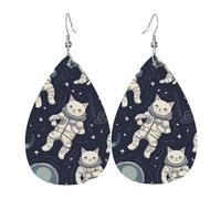 Orecchini In Pelle Fun Cat Astronaut Ecopelle Orecchino Classico Decorazioni Per Feste Orecchini A Goccia, Per Valentine'S Day, Carnevale, Ouple