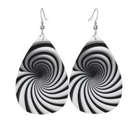 Orecchini in pelle gif a spirale con illusione ottica, accessori da donna, adatti per l'uso quotidiano, pendolari e viaggi.