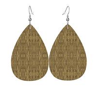 Orecchini In Pelle Golden Heart Wood Grain Pattern Ecopelle Orecchino Moda Classico Orecchini A Goccia Lunghi, Per Le Donne, Valentine'S Day, Birthday