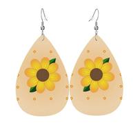 Orecchini In Pelle Golden Sunflower Pattern Orecchino In Ecopelle Decorazioni Per Feste Moda Goccia D'Acqua Orecchini, Per Le Donne, Birthday, Wedding