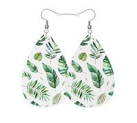 Orecchini In Pelle Green Leaves Tropical Palm Banana Tree Leaves Orecchino In Ecopelle Moda Classico Goccia D'Acqua Orecchini, Per Le Donne, Wedding, Valentine'S Day