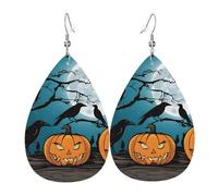 Orecchini In Pelle Halloween Pumpkin Print Orecchino In Ecopelle Moda Classico Goccia D'Acqua Orecchini, Per Valentine'S Day, Le Donne, Wedding